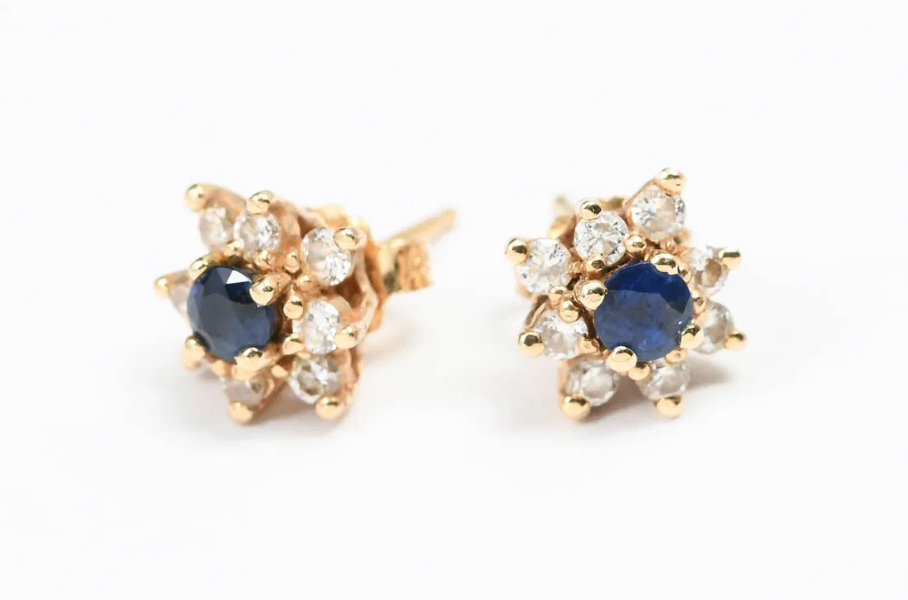 14K Sapphire & Diamond Earrings