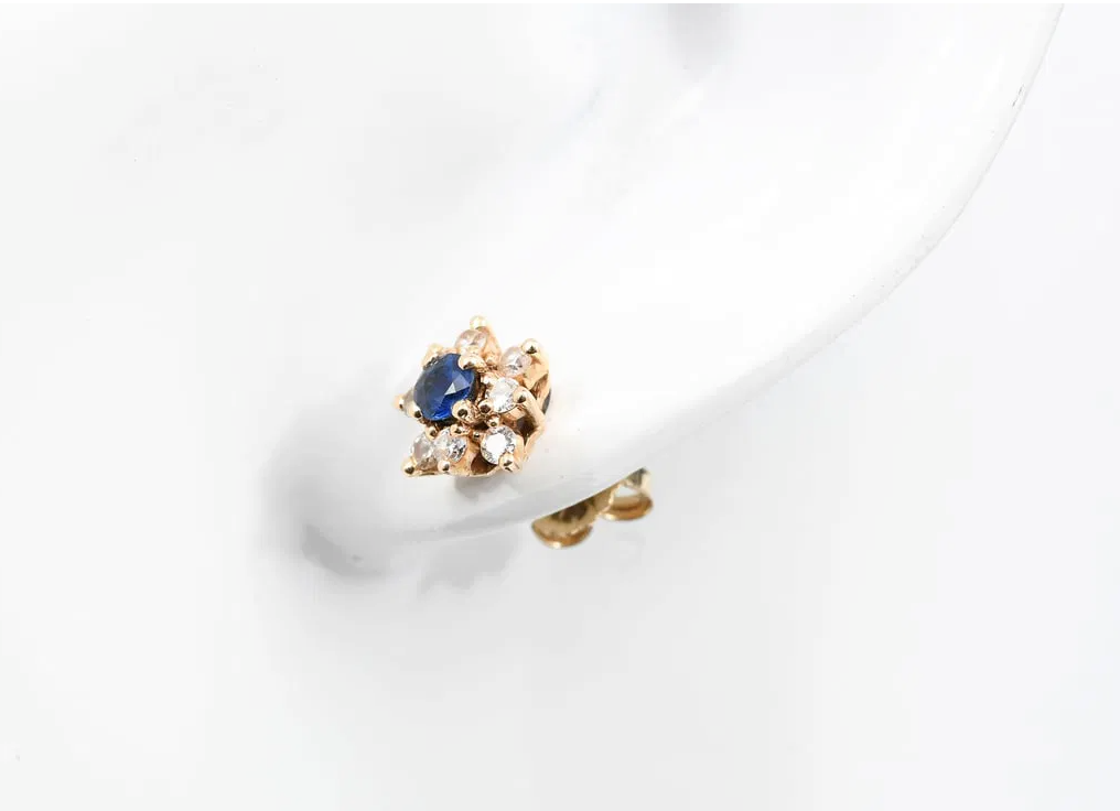 14K Sapphire & Diamond Earrings