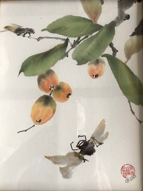 Original Chinese Brush Cicada Loquat Love
