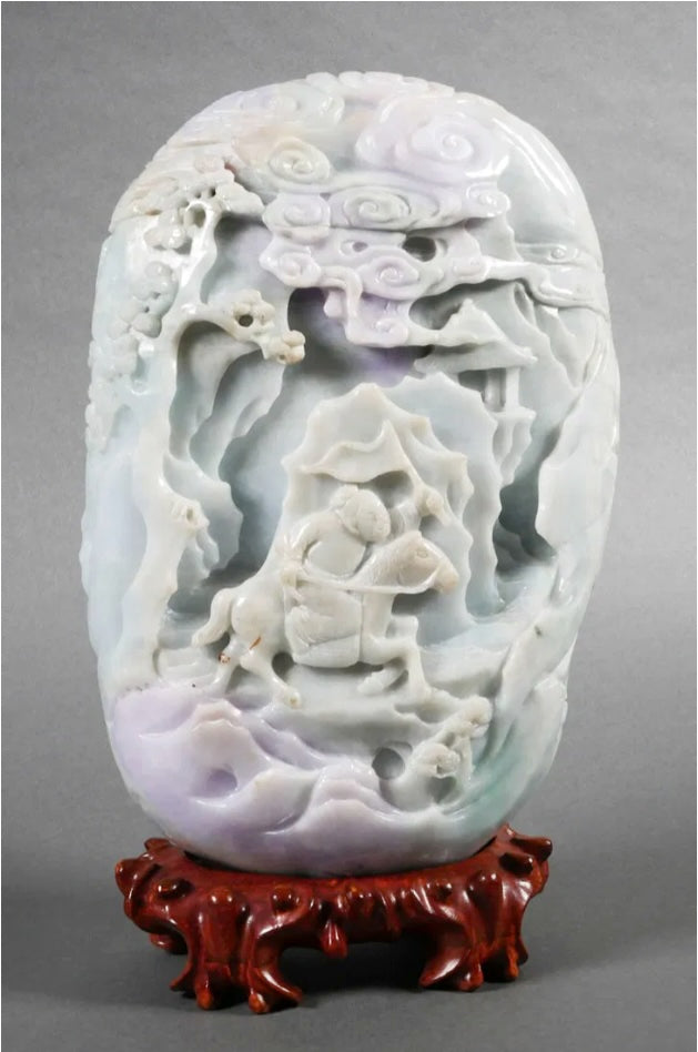 Fine Chinese Hand Carved Jade Carving Large 11"