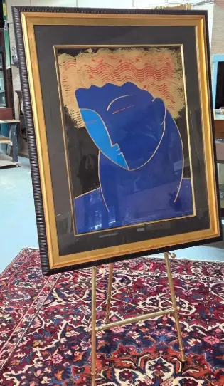 Fred Stepanian Post Modern Textured Raised "Apollo" Serigraph Shop Thrifty Treasures