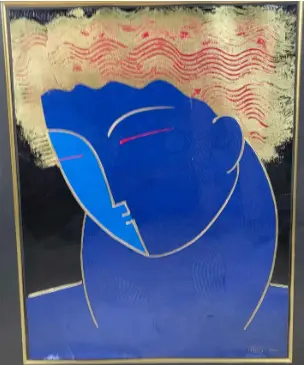 Fred Stepanian Post Modern Textured Raised "Apollo" Serigraph Shop Thrifty Treasures