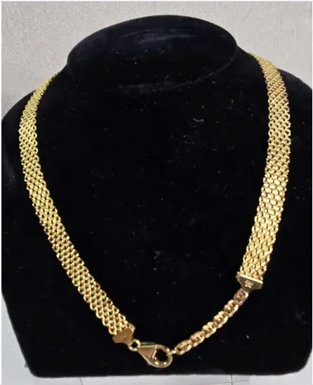 Italian 14k Yellow Gold Mesh Chain 18" Choker Shop Thrifty Treasures