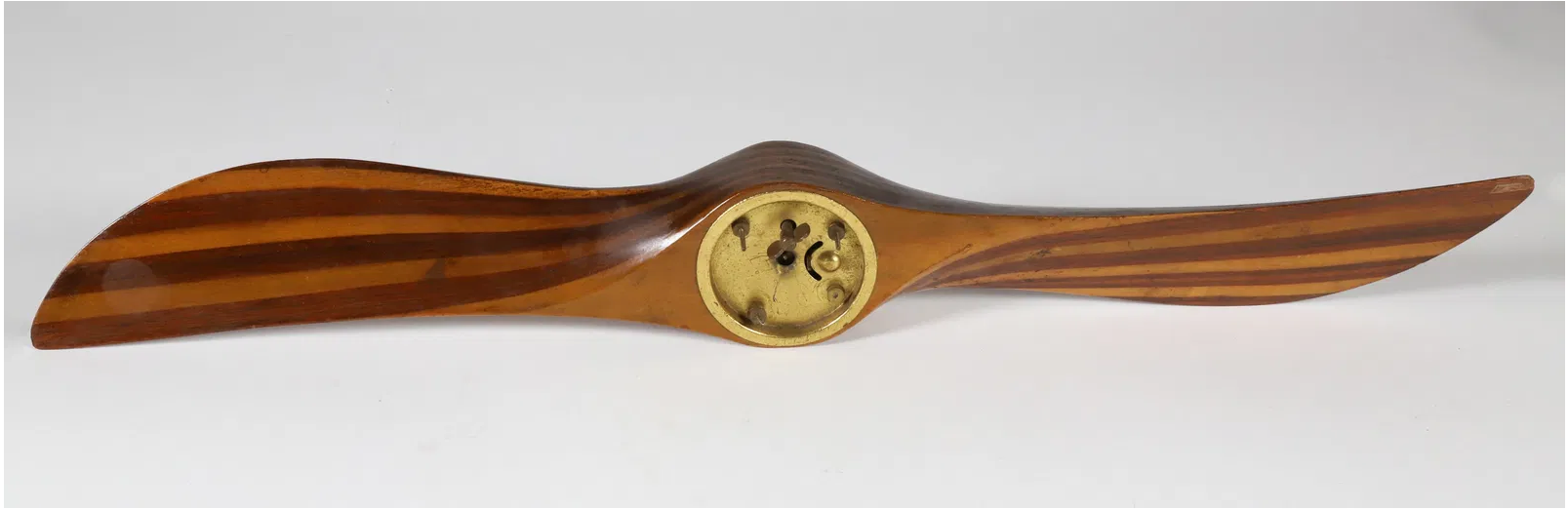 Antique Sculptured Laminated Wood Propeller with Inserted Clock