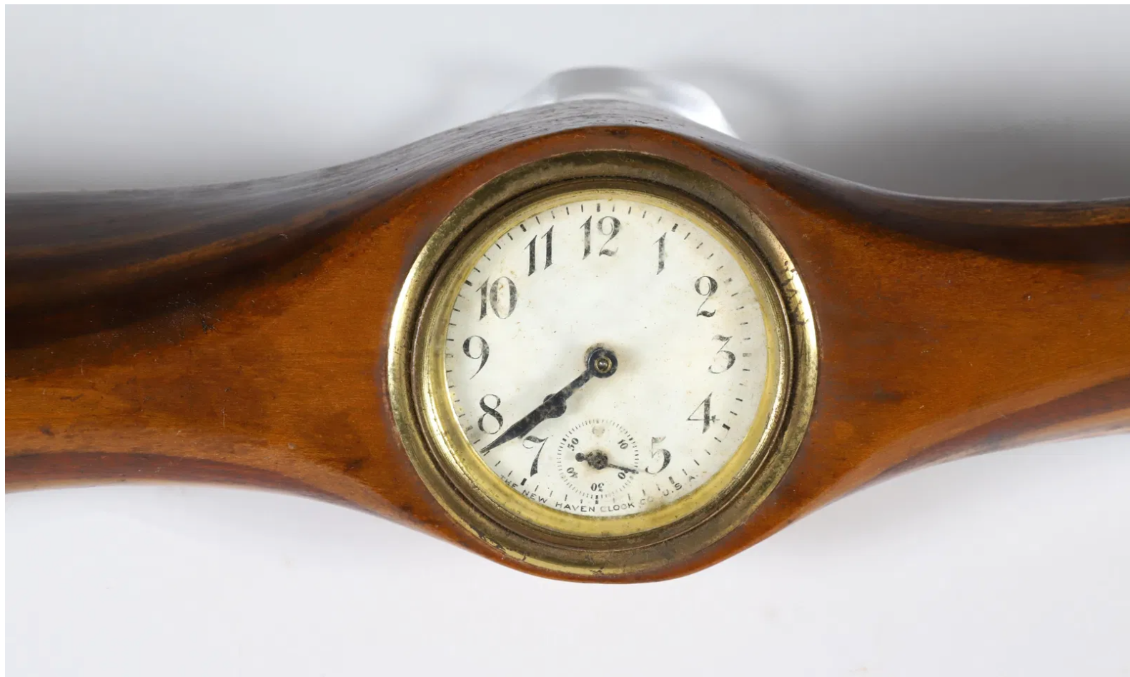 Antique Sculptured Laminated Wood Propeller with Inserted Clock