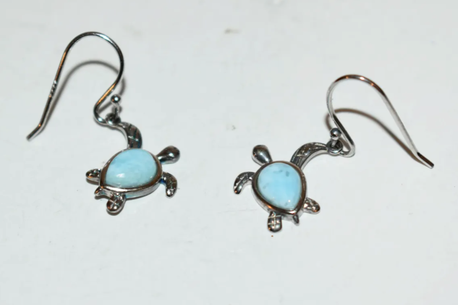 Larimar Turtle Earrings