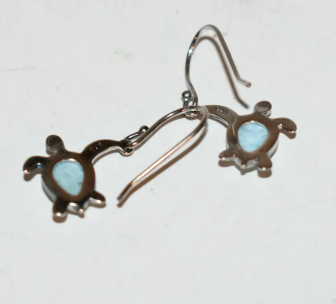 Larimar Turtle Earrings