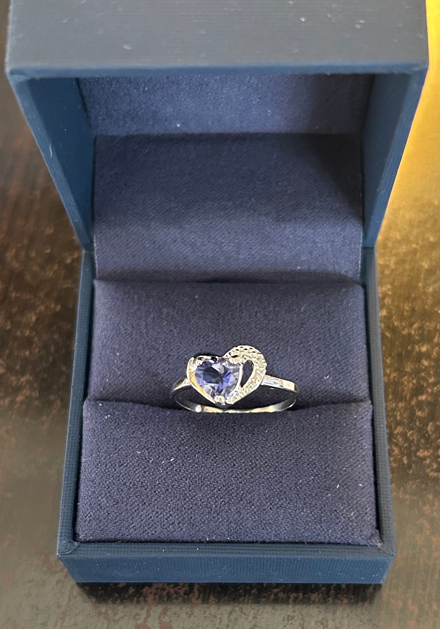 Natural Iolite & Diamond Heart Ring Shop Thrifty Treasures