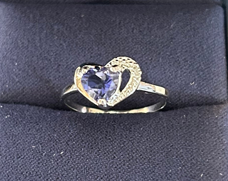 Natural Iolite & Diamond Heart Ring Shop Thrifty Treasures