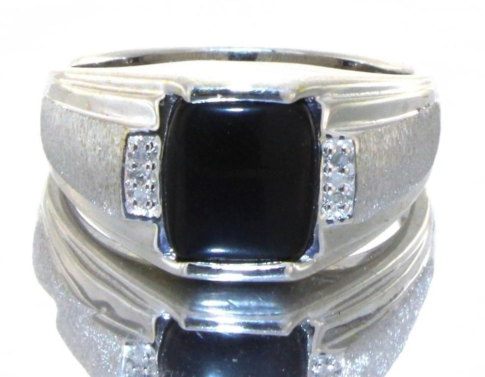 Men's Natural Onyx & Diamond Ring Shop Thrifty Treasures