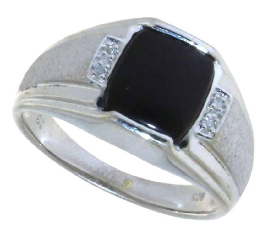 Men's Natural Onyx & Diamond Ring Shop Thrifty Treasures