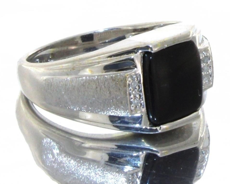 Men's Natural Onyx & Diamond Ring Shop Thrifty Treasures