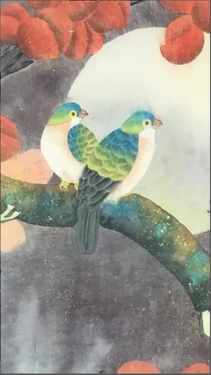Painting by Tin Heng Birds on A Branch