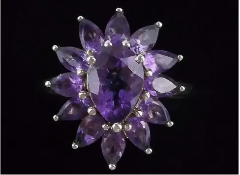 New Designer Sterling Silver Amethyst Flower Ring Shop Thrifty Treasures