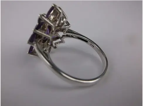 New Designer Sterling Silver Amethyst Flower Ring Shop Thrifty Treasures