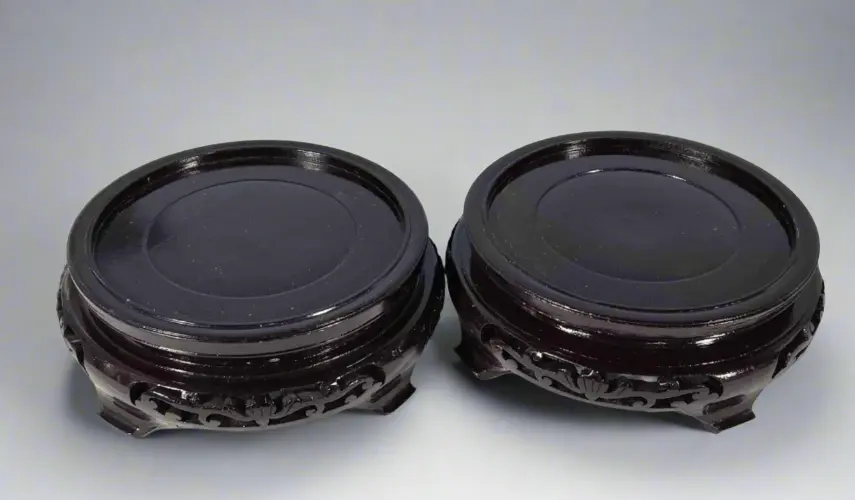 White Ground Cloisonne Chrysanthemum Vases Stands