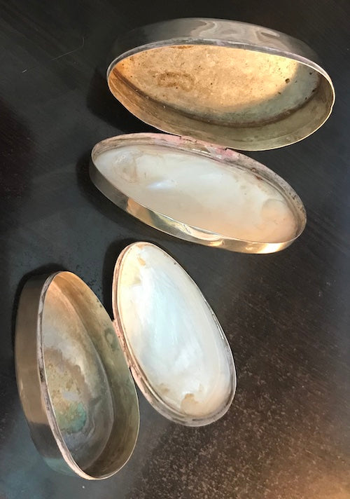 Pair Mother of Pearl Oval Abalone Trinket Box