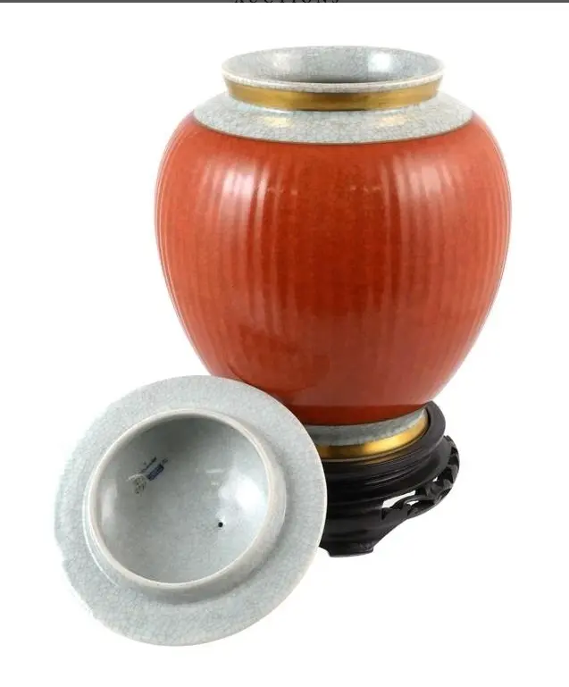 ROYAL COPENHAGEN CRAQUELE VASE & LID