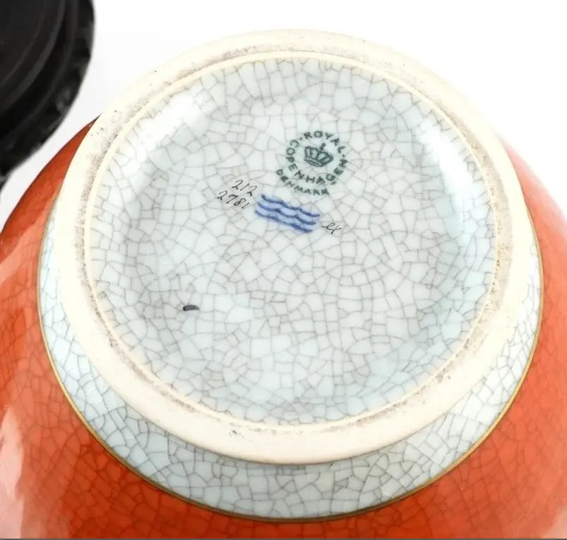 ROYAL COPENHAGEN CRAQUELE VASE & LID