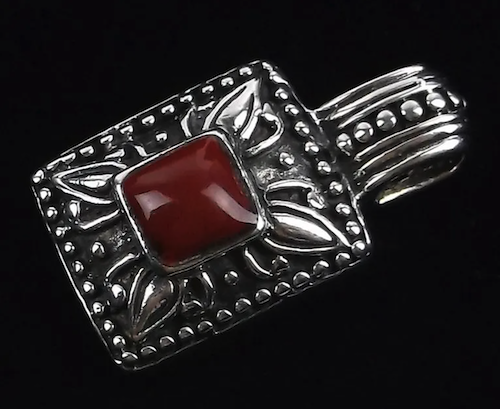 Vintage Taxco Sterling Silver Red Jasper Pendant Necklace