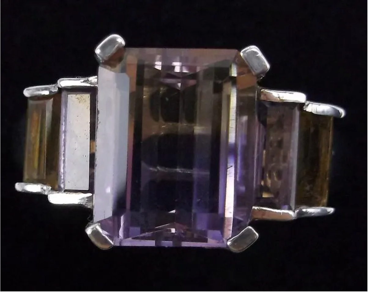 Vintage 10ct Ametrine Sterling Silver Ring