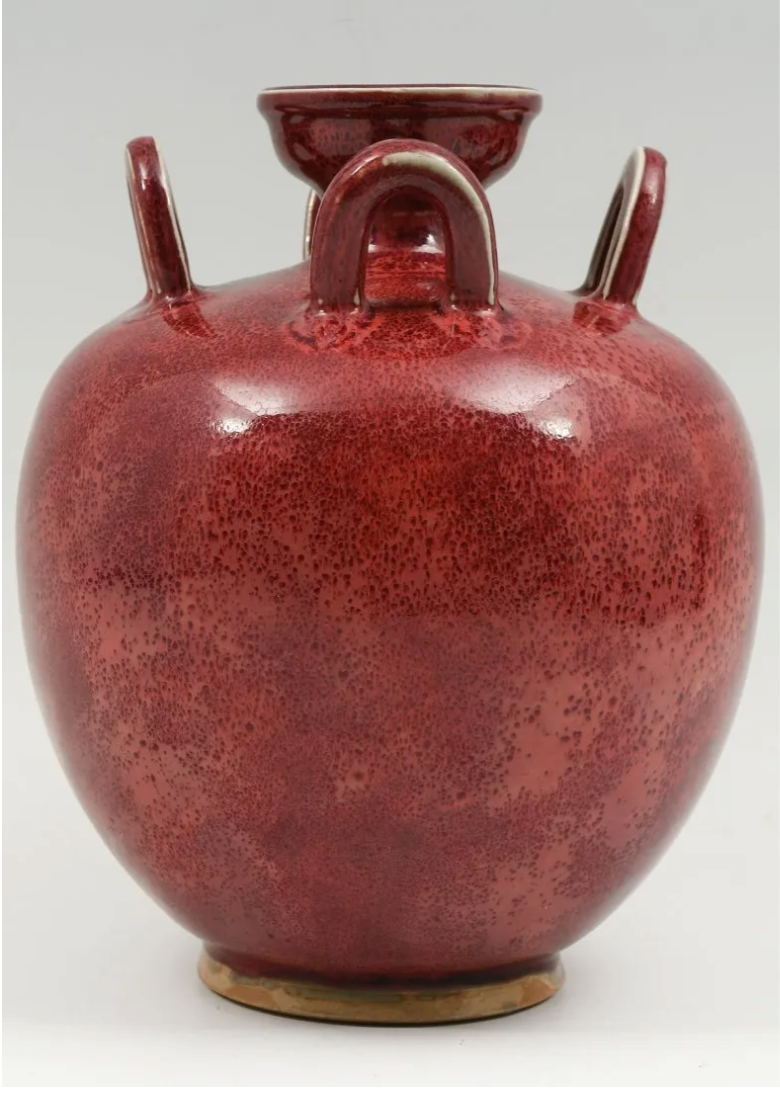Chinese Oxblood Red Four-Handle Vase