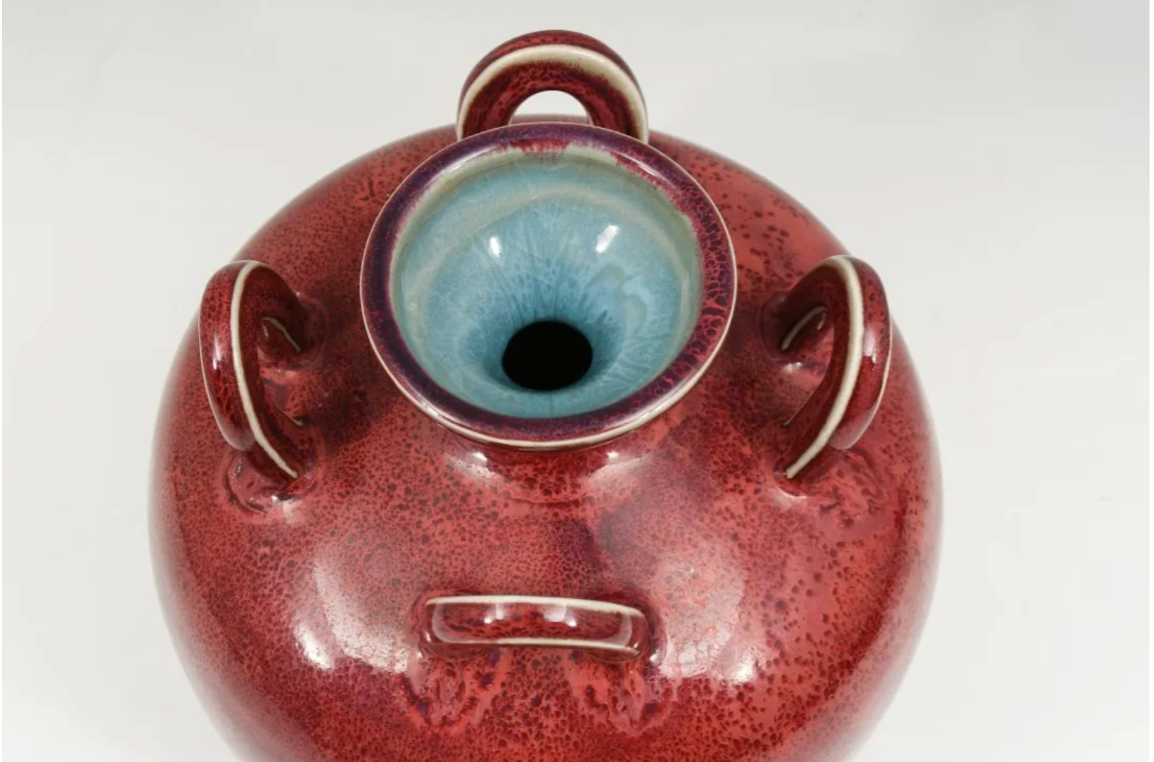 Chinese Oxblood Red Four-Handle Vase