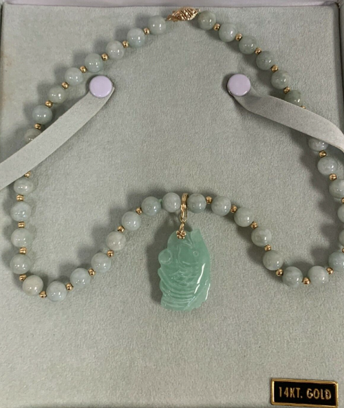 Jade and gold necklace