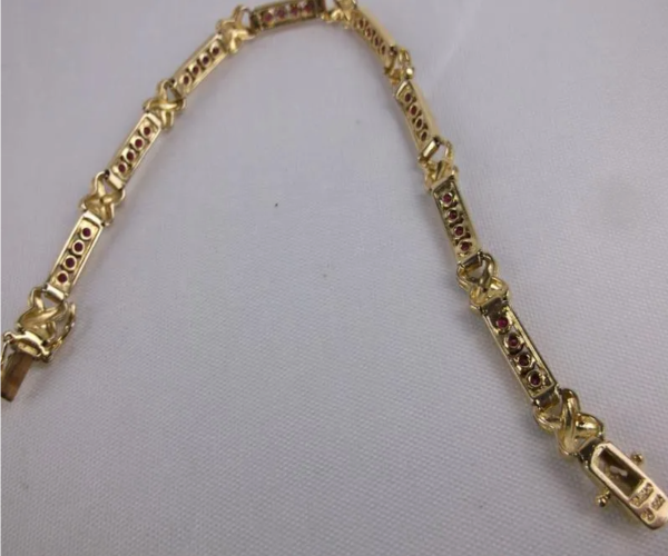 Ruby Diamond Gold Over Sterling Tennis Bracelet