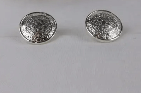 Mayan Calendar Silver Earrings