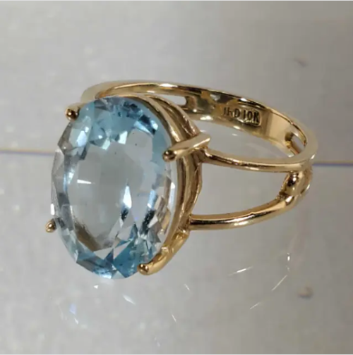 Yellow Gold Light Blue Sapphire Ring