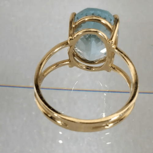 Yellow Gold Light Blue Sapphire Ring