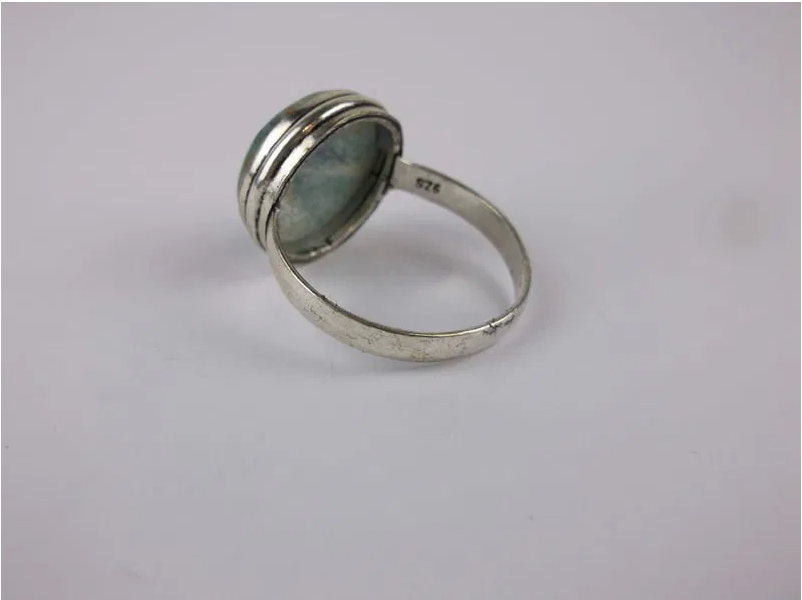 Unusual  Ocean World Jasper Sterling Silver Ring Size 12