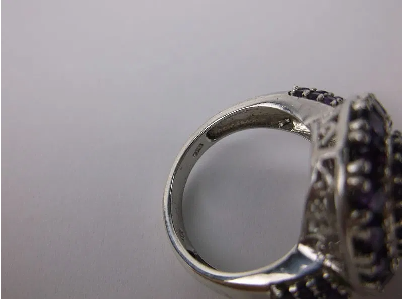 New Sterling Silver 10mm Purple Amethyst Oval Band Ring