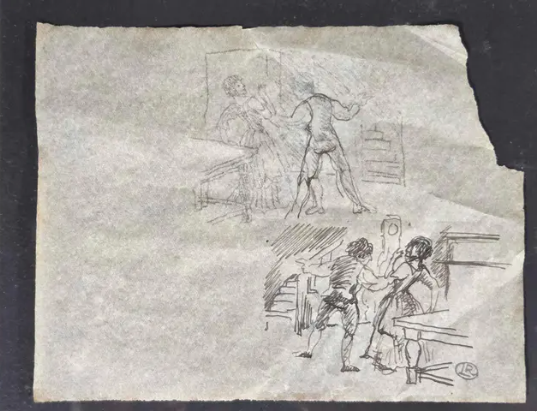 Petite Ink Drawing by Listed Artist Ludovic Rodo Pissarro Shop Thrifty Treasures