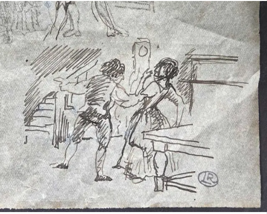 Petite Ink Drawing by Listed Artist Ludovic Rodo Pissarro Shop Thrifty Treasures