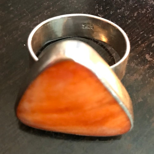 Large Sterling Silver Orange Triangular Spiny Ring