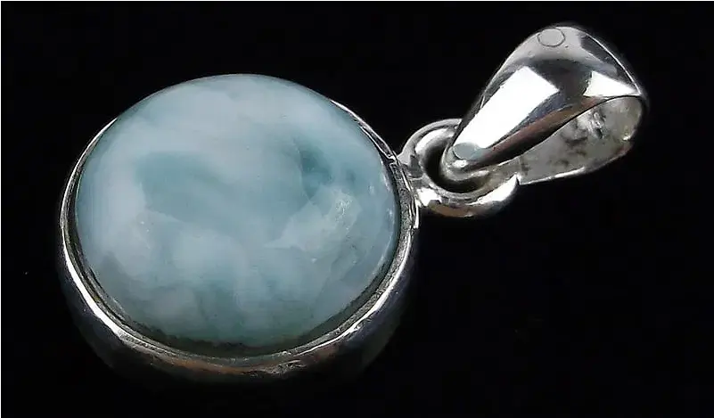 Sterling Silver Moon Larimar Pendant Necklace Shop Thrifty Treasures