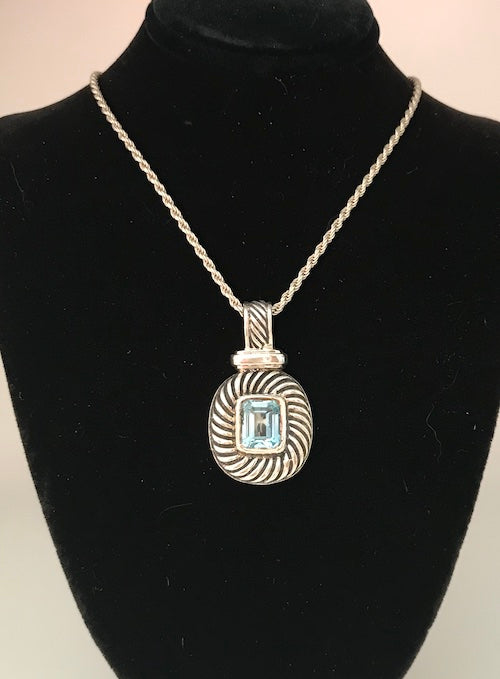 Sterling Silver 4ct Blue Topaz Pendant Necklace