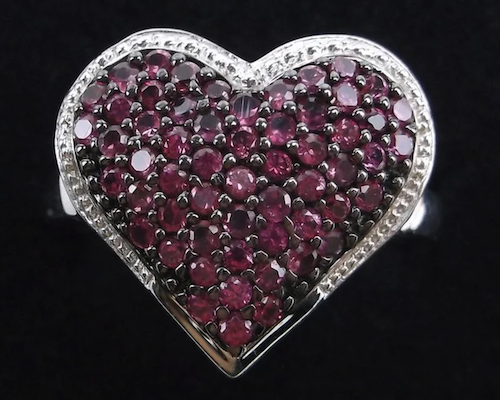 Sterling Silver Ruby Heart Ring Size 8