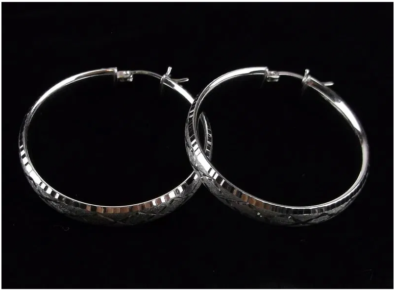 Textured Silver Hoop Earrings