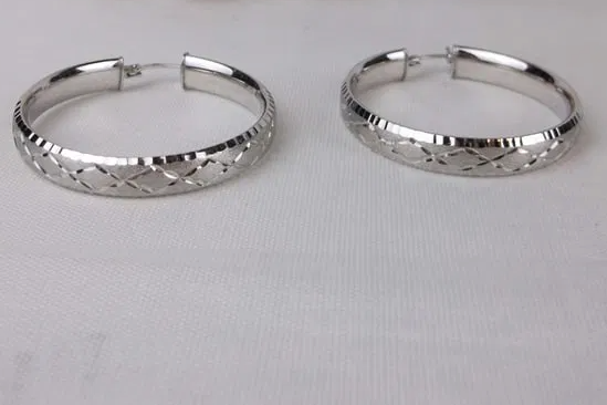 Textured Silver Hoop Earrings