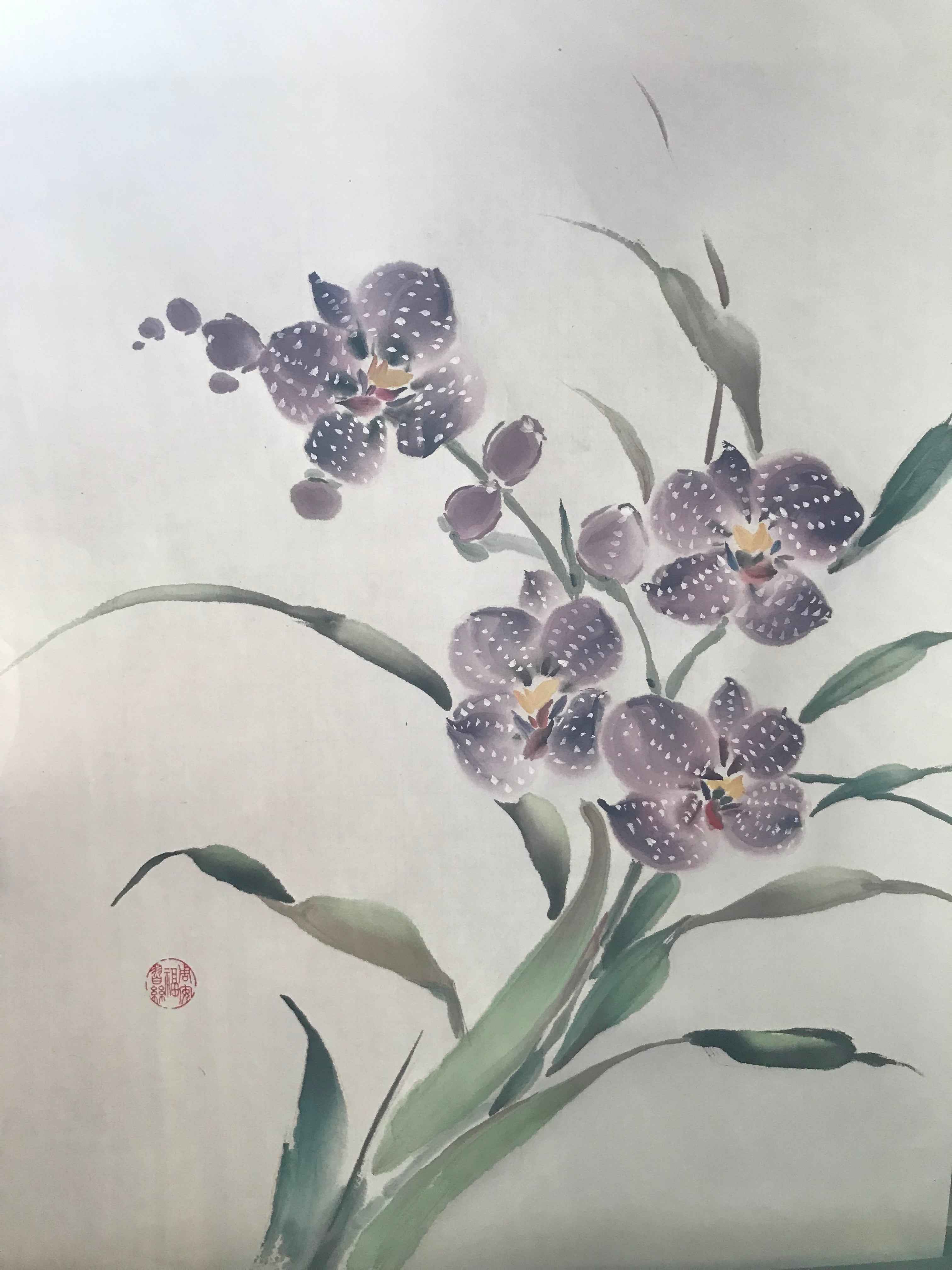 Vanda Orchids Chinese Brush Painting