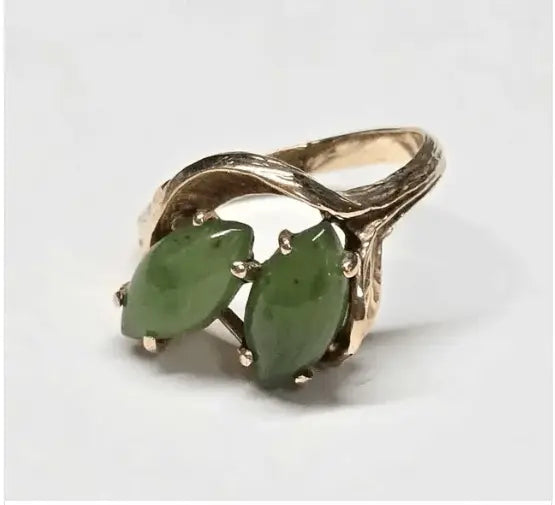 Vintage-10k-Gold-Twin-Marquise-Jade-Ring-Size-4.5-Shop-Thrifty ...