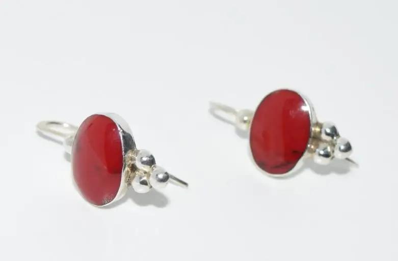 Vintage Mexico 925 Sterling Oval Howlite Hook Earrings Shop Thrifty Treasures