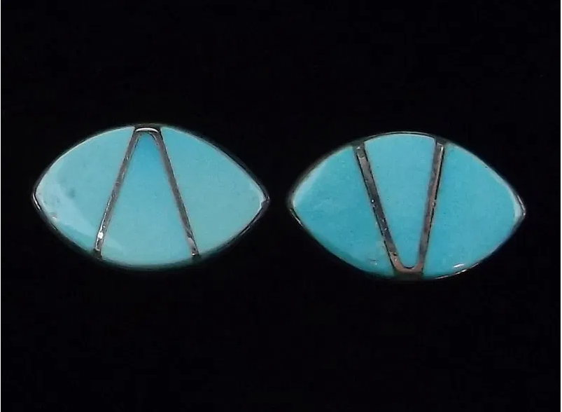 Sleeping Beauty ZUNI Sterling Silver Earrings