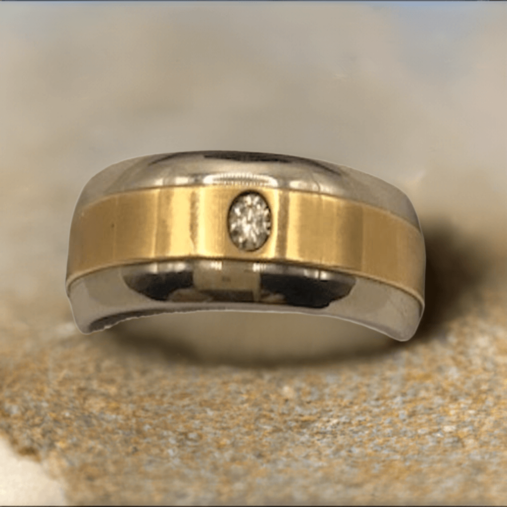 10kt Gold and Stainless Men's Diamond Ring