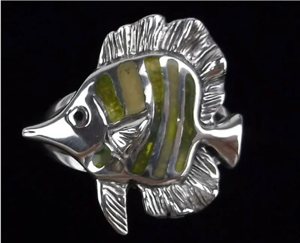 Vintage Kabana Sterling Silver Tropical Fish Ring