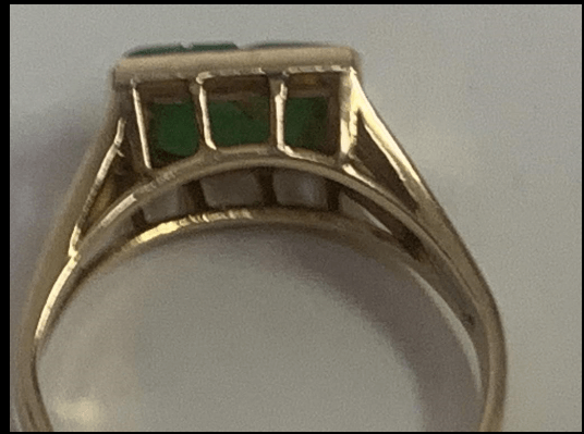 Antique 14K Gold Chinese Jade Ring, Size 4