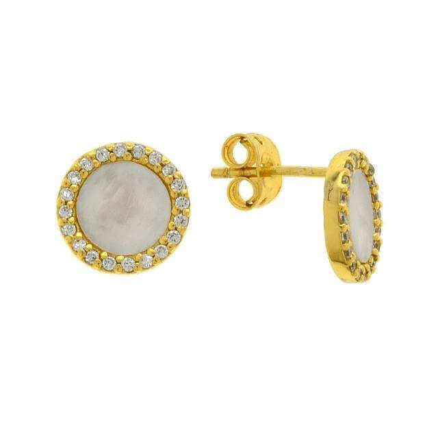 14K Gold Plated Mother of Pearl Stud Earrings